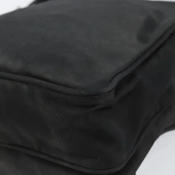 PRADA Shoulder Bag Nylon Black Silver Auth 153237